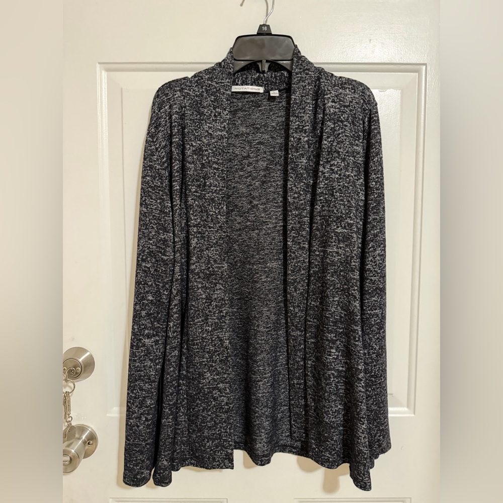 Notations Marled Dark Gray Open-Front Women's Cardigan